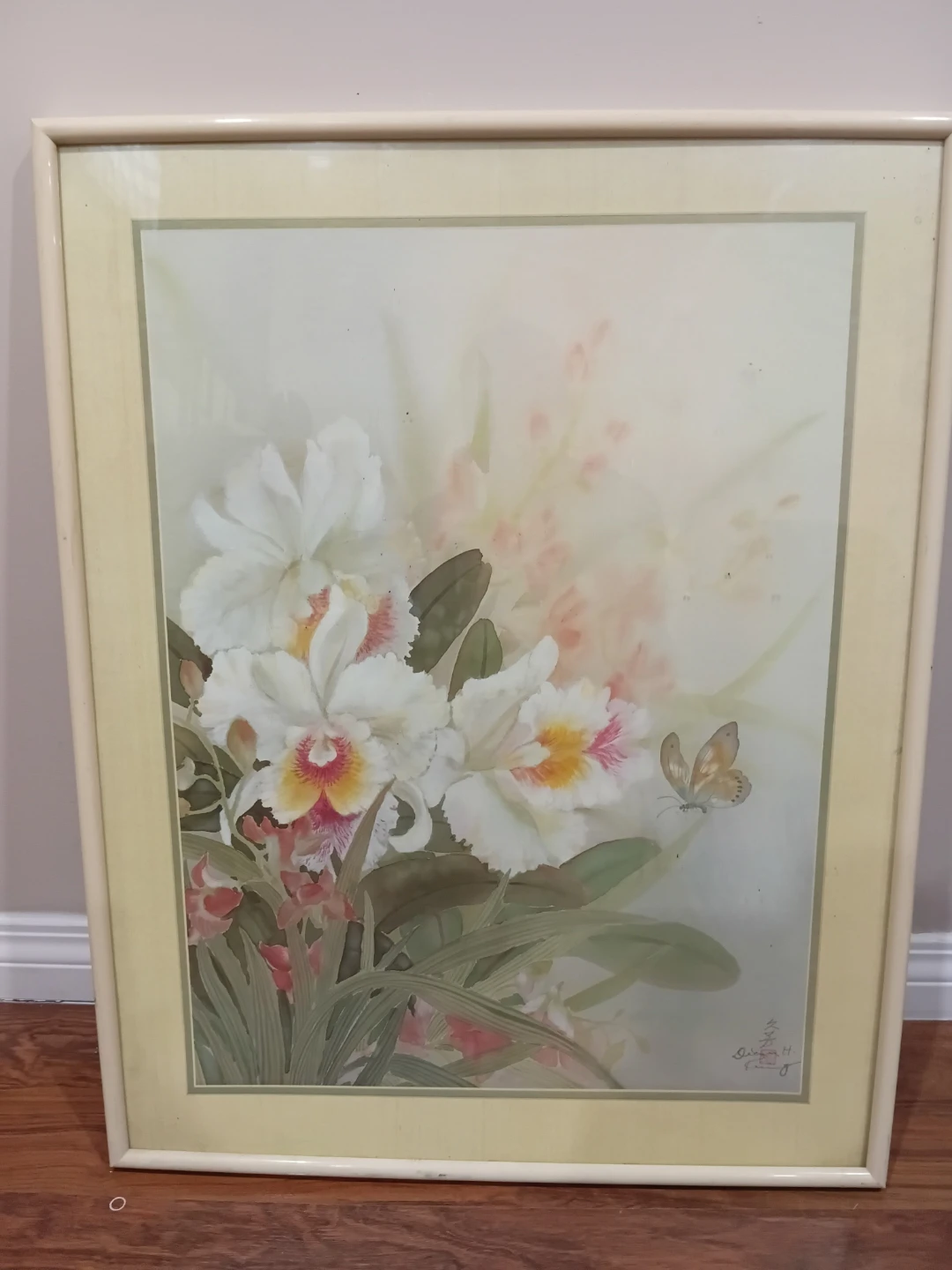 Framed Watercolour Orchid Painting