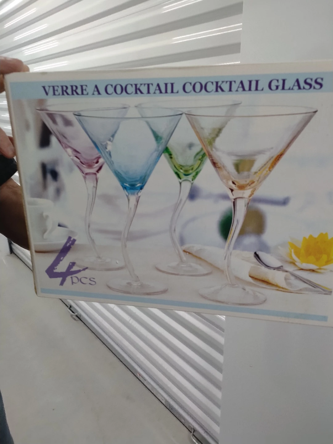Set of 4 Coloured Stem Cocktail Glasses