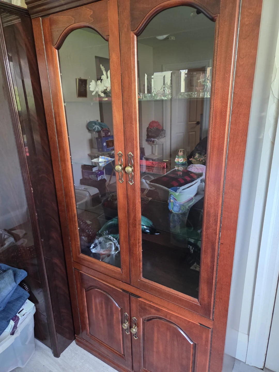 Wooden Display Cabinet with Glass Doors