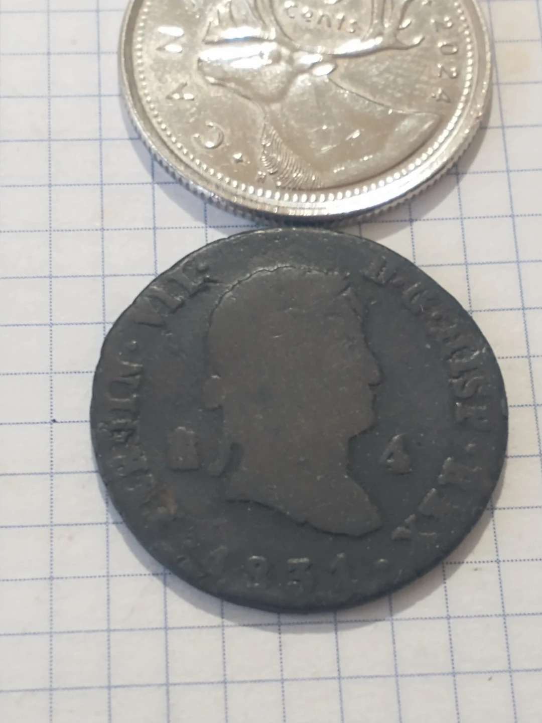 1831 Spain 4 maravedis coin - photo 2