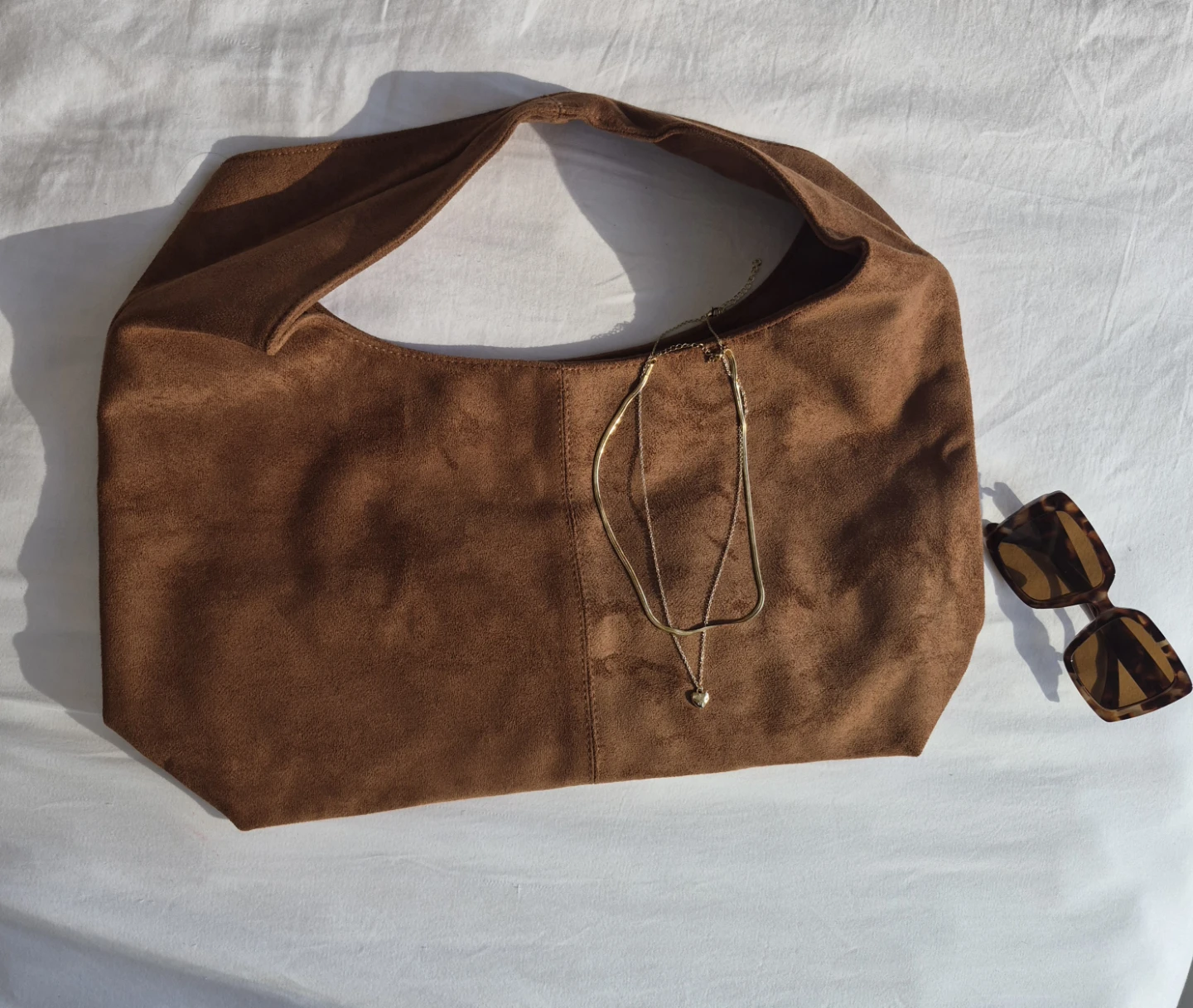 Brown Suede Hobo Bag
