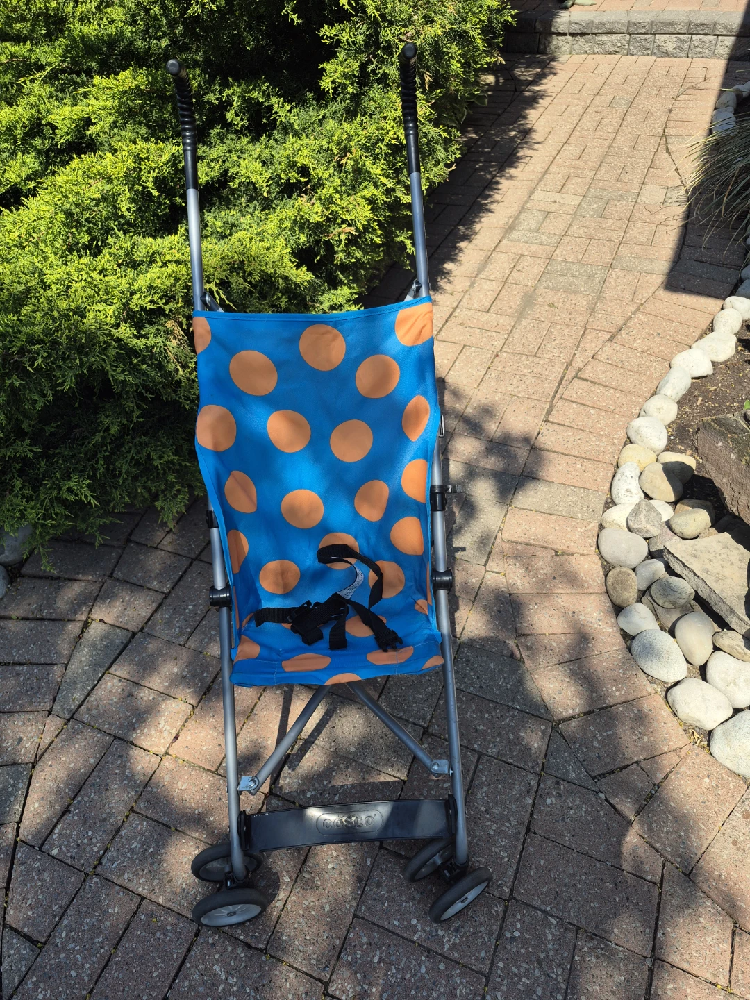 Cosco Umbrella Stroller - Blue with Orange Polka Dots