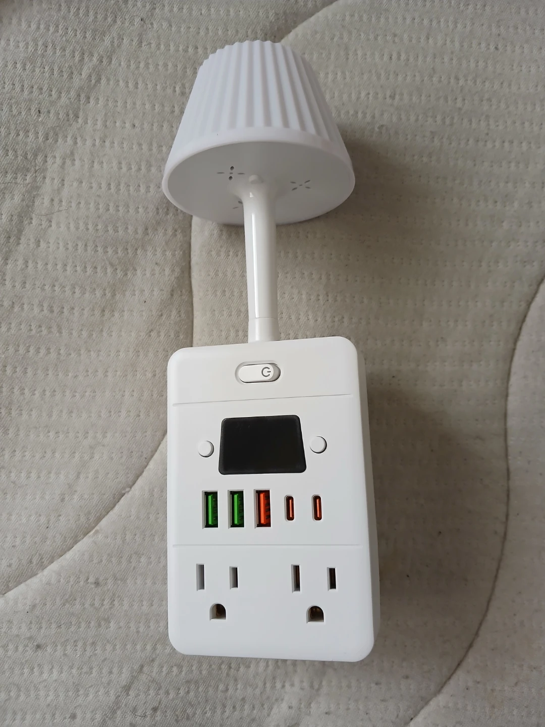 Power Strip W/ 2 Outlets, 5 USB Ports, Digital Clock, & Light