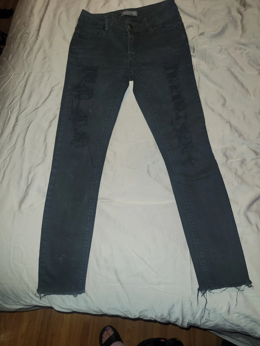 Kendall & Kylie Black Ripped Skinny Jeans Size 0 - photo 2