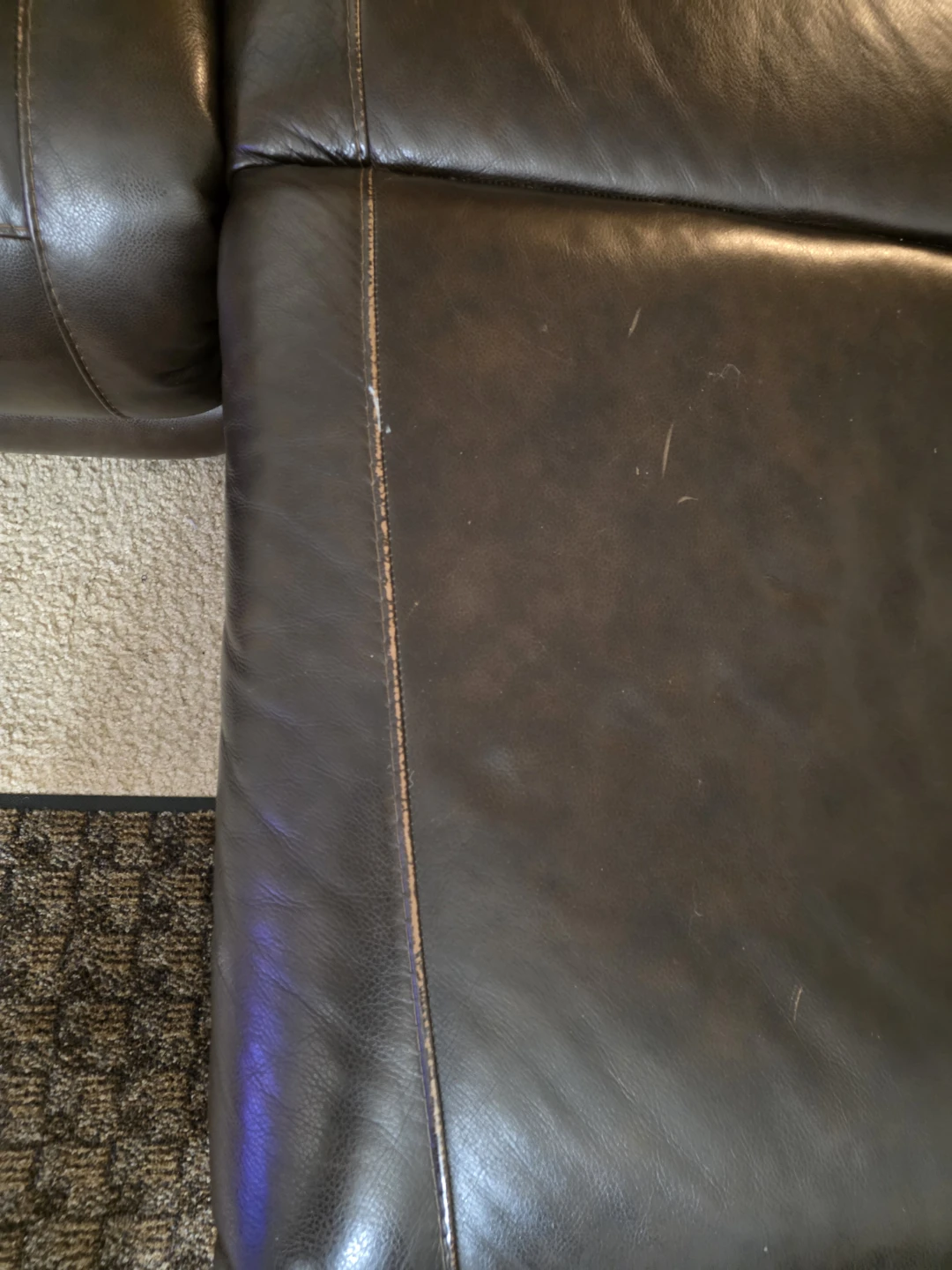 Brown Leather Recliner Sofa with Cup Holders - photo 2