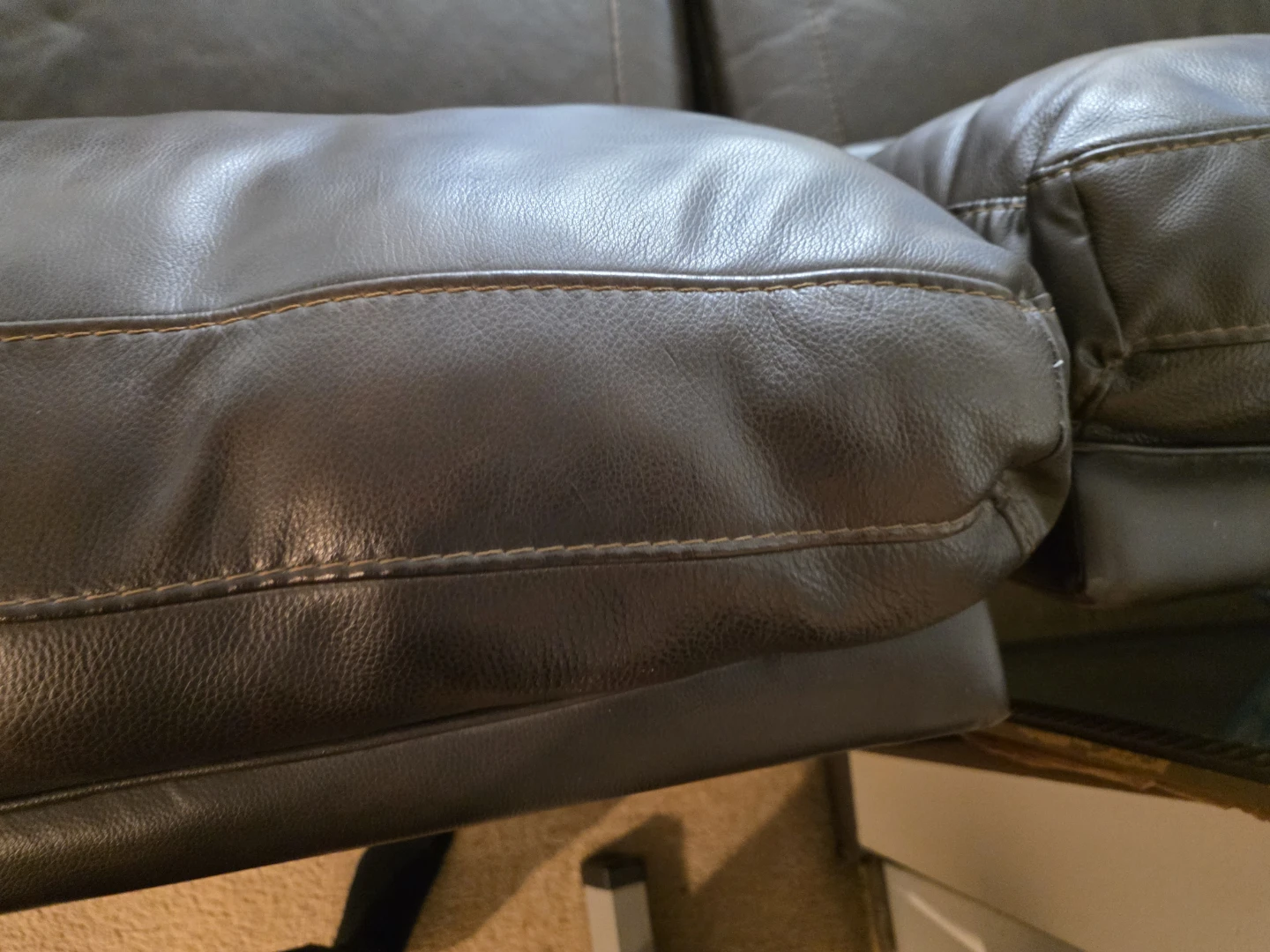 Brown Leather Recliner Sofa with Cup Holders - photo 3
