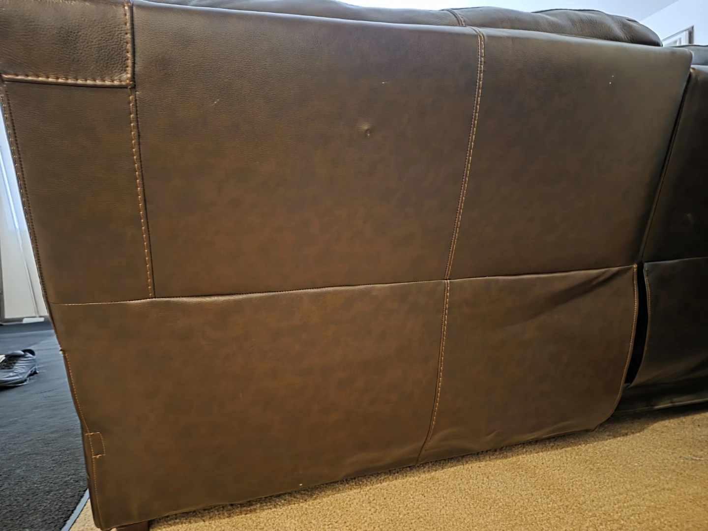 Brown Leather Recliner Sofa with Cup Holders - photo 5
