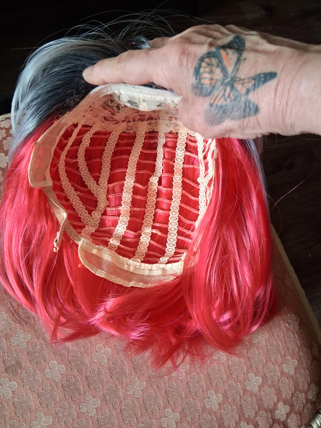 Ombre Bob Wig - Black, silver & Red - photo 2