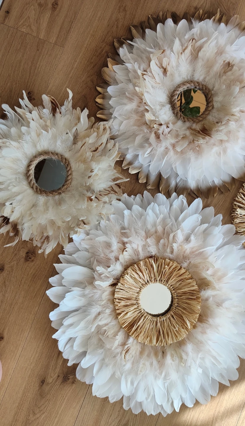 Feather Wall Mirror Decor - pick your size and color ! - photo 3
