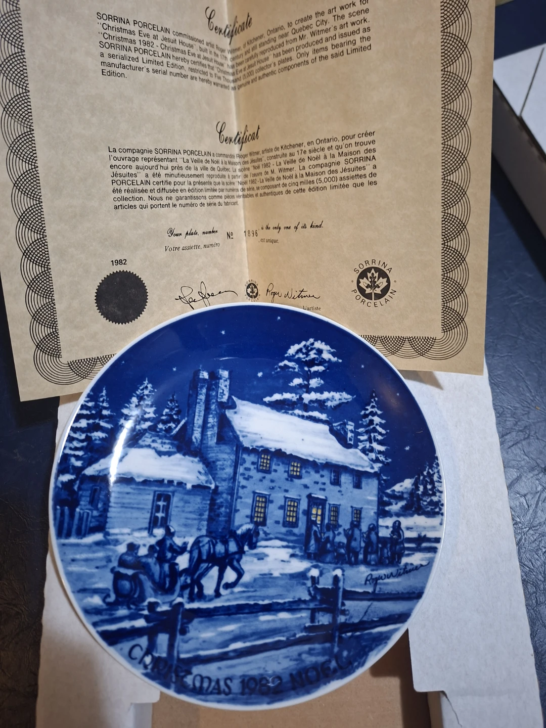 Sorrina Porcelain collector plate 1982 winter scene