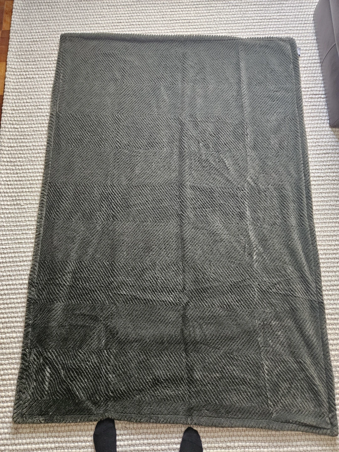 RACHEL by Rachel Roy Throw Blanket - Grey Herringbone