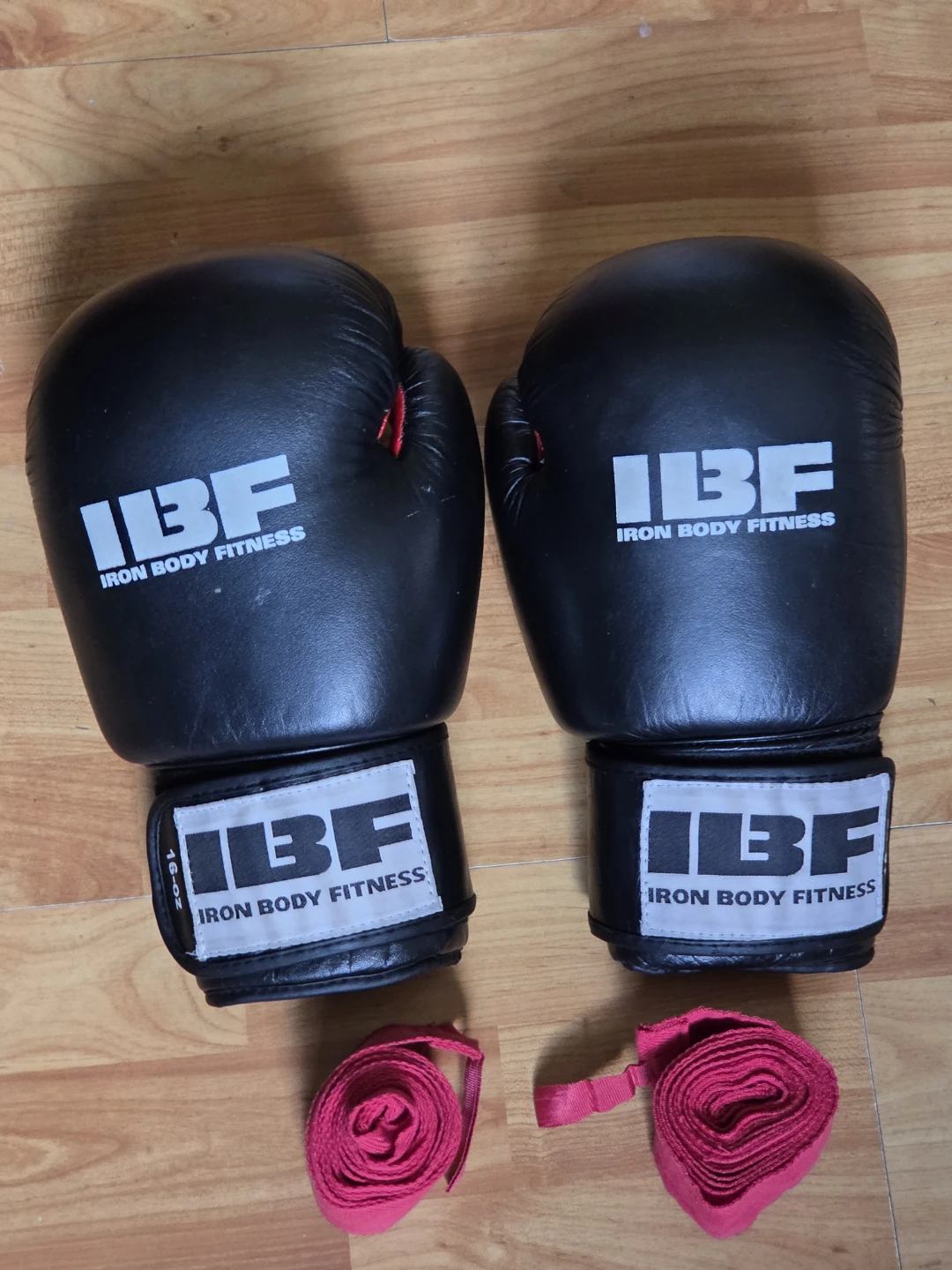 Used IBF 16oz Boxing Gloves + Everlast Hand Wraps