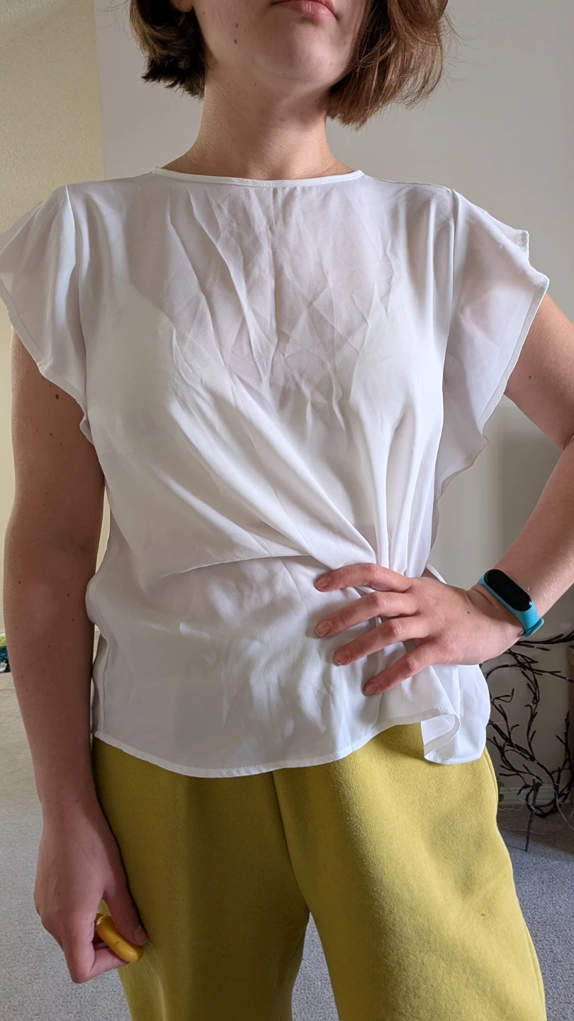 White Blouse with Flutter Sleeves