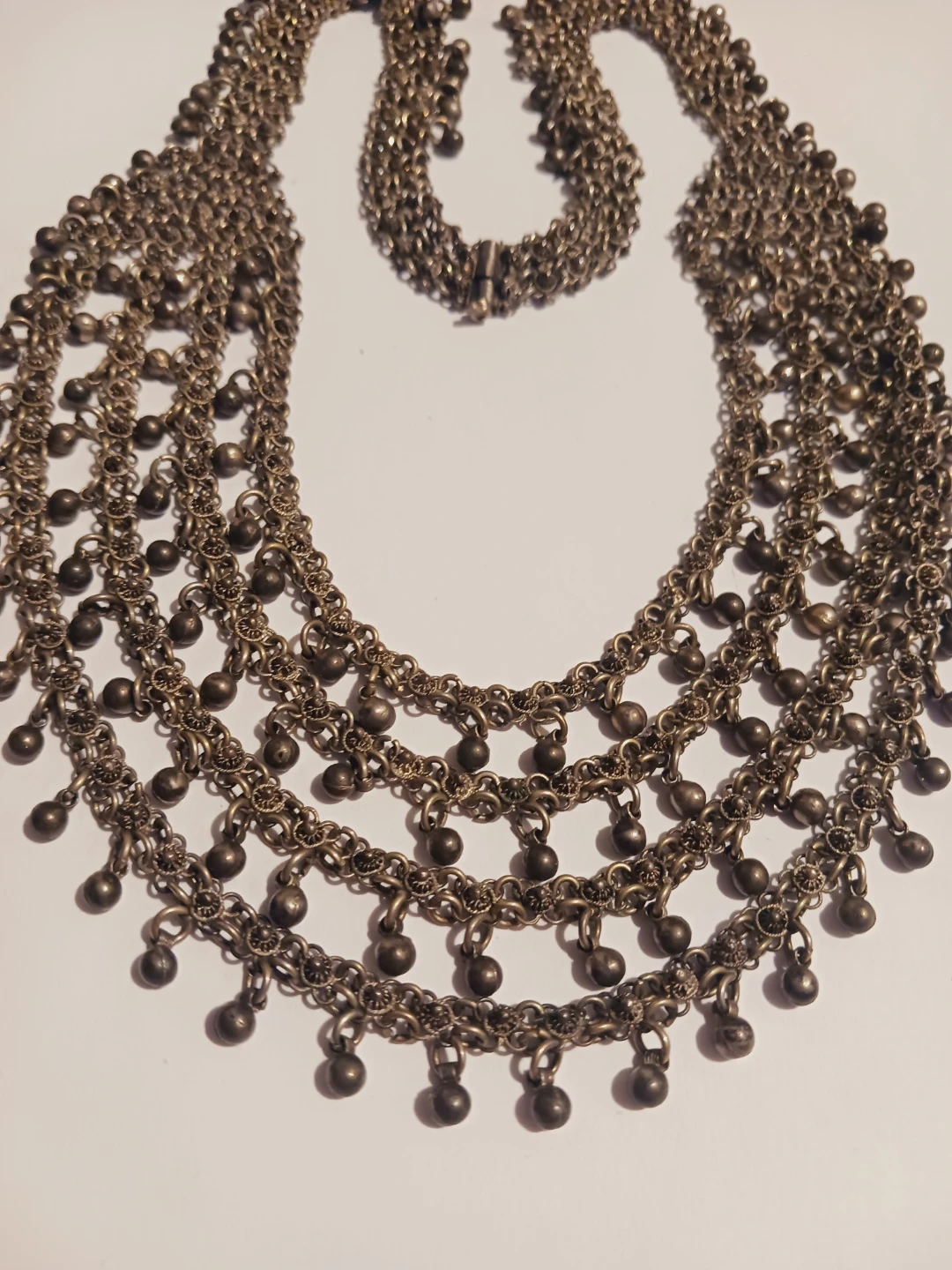 Ethnic Ghungroo Indian Silver Layered Bib Necklace - photo 3