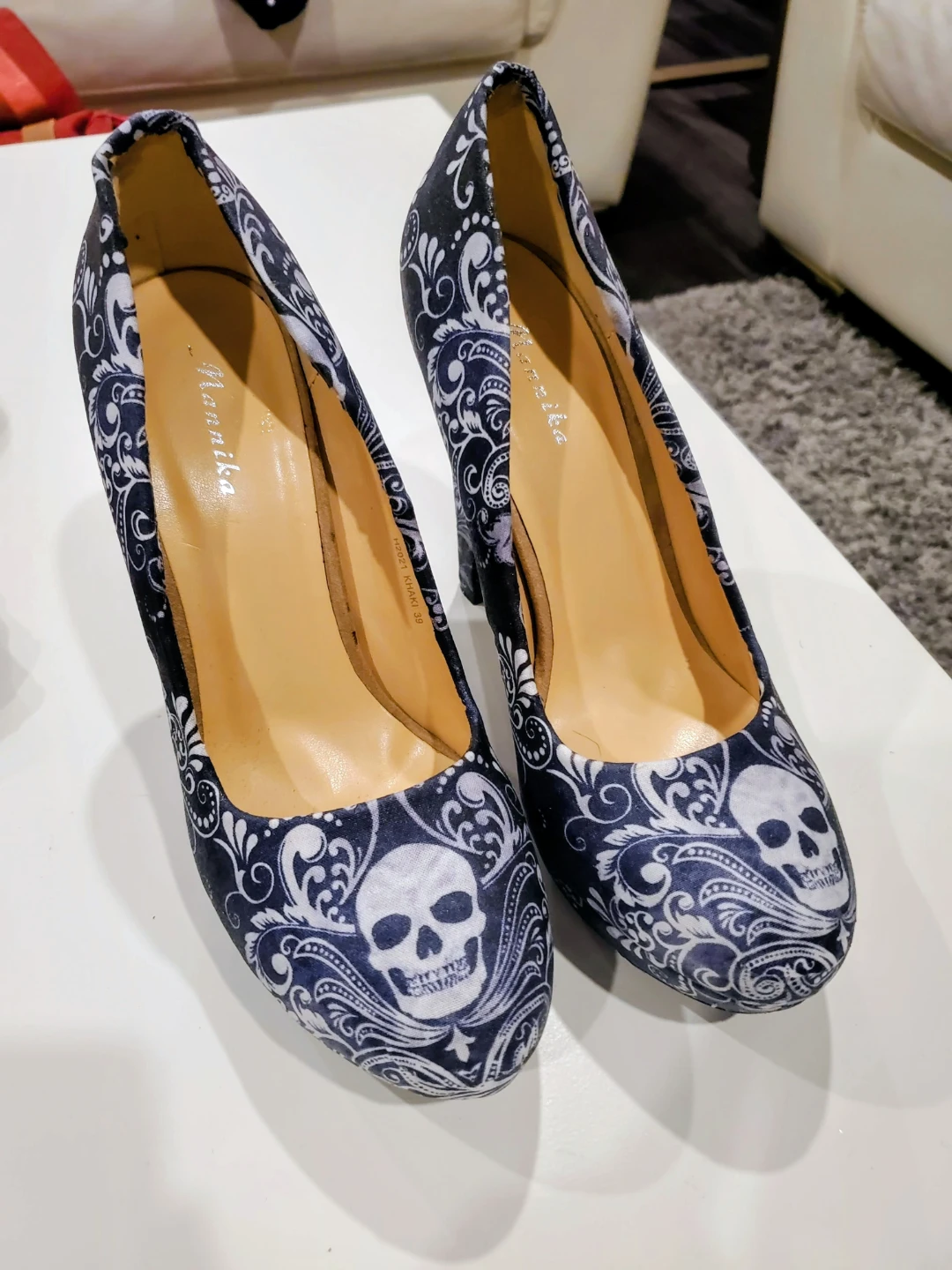 Nannkai Women's Skull Pattern High Heel Shoes