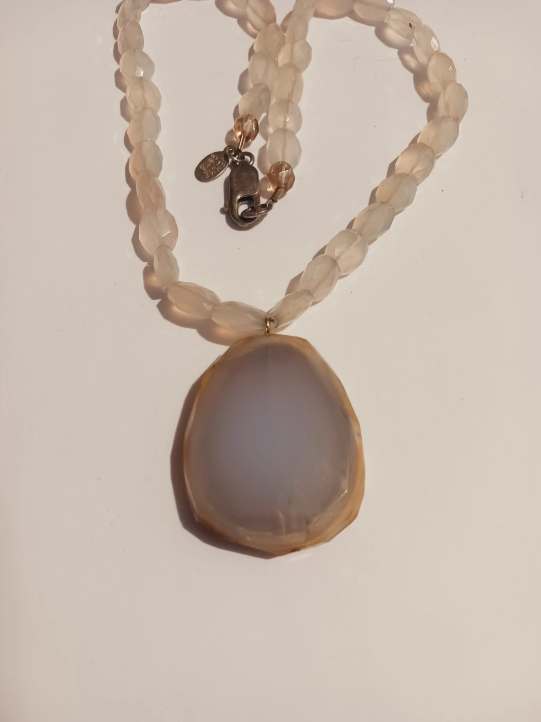 Sterling Silver 925 Vintage Signed "femne gems" stone necklace