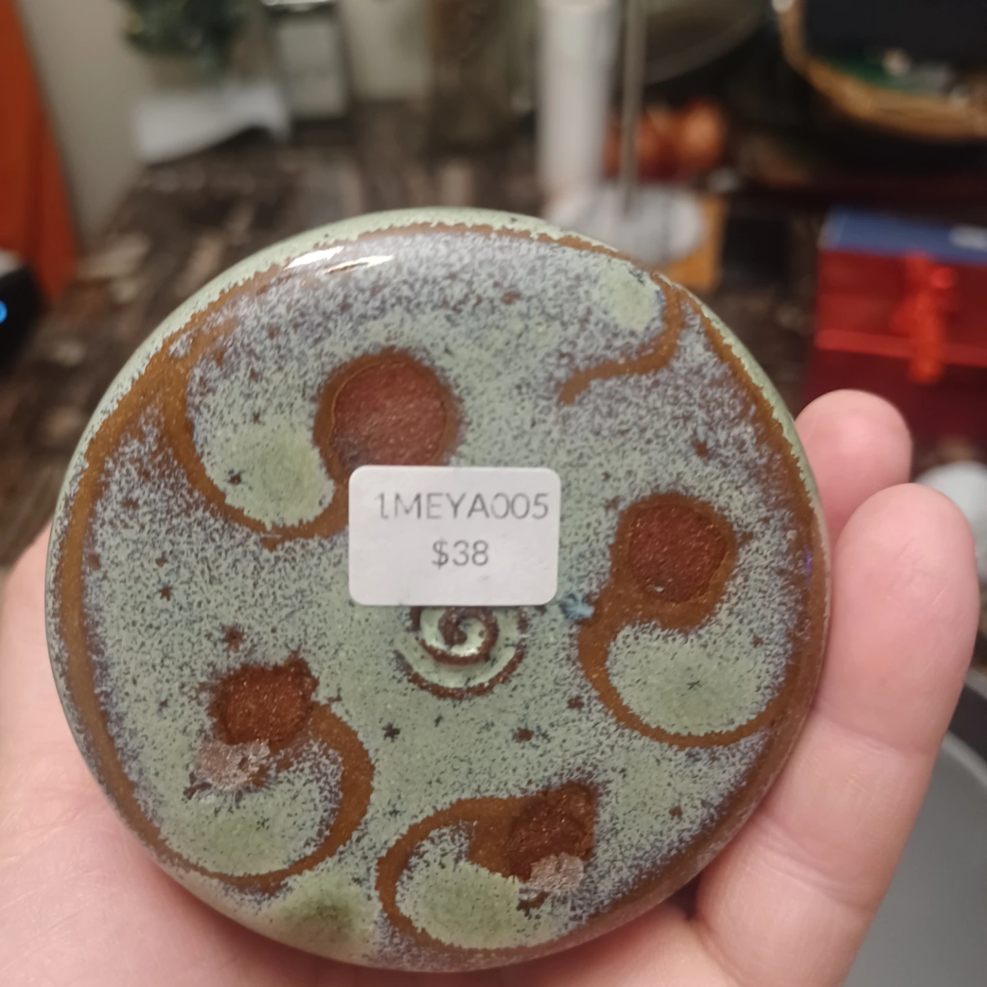 Green Ceramic Cup with Tree Design