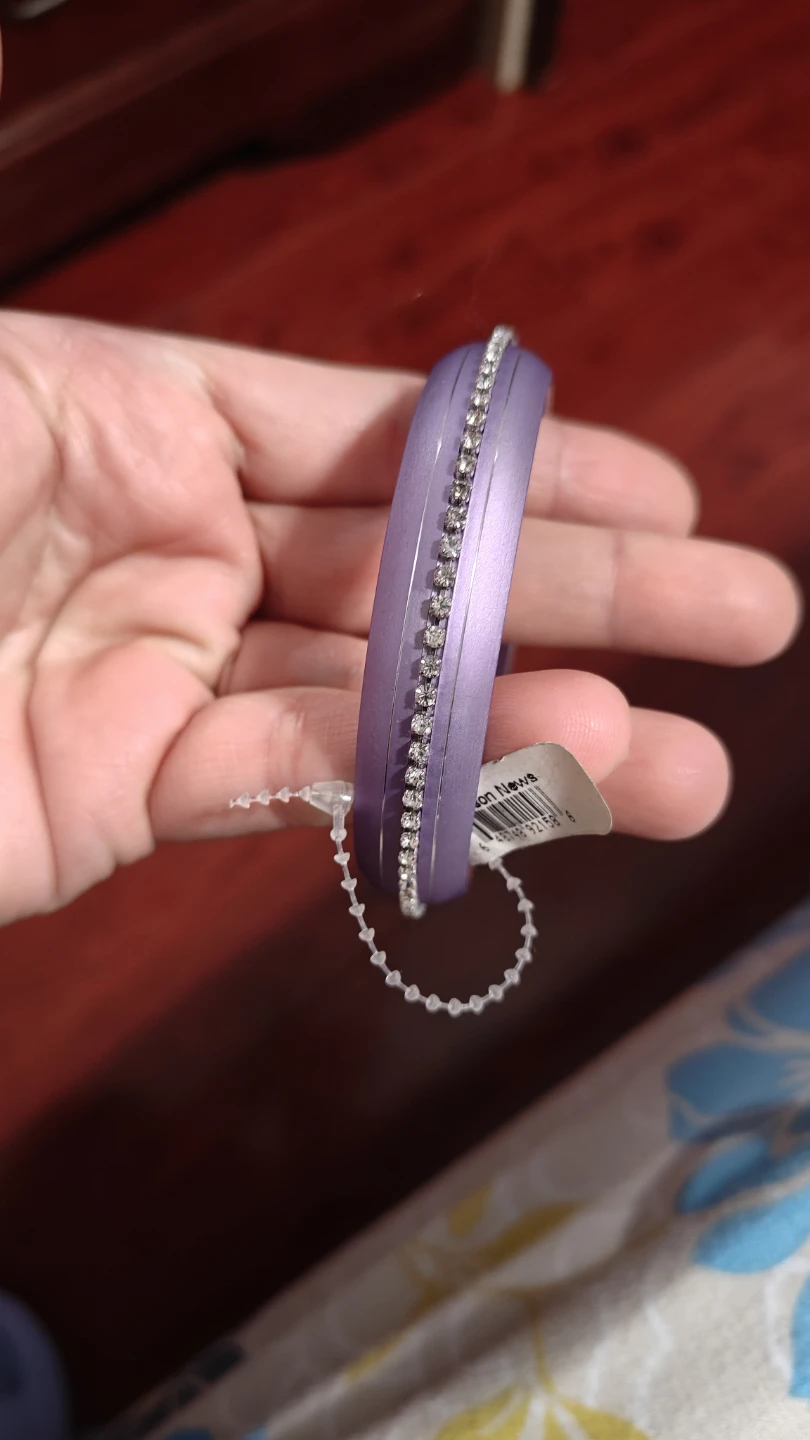 Purple Bangle Bracelet with Rhinestones - photo 5