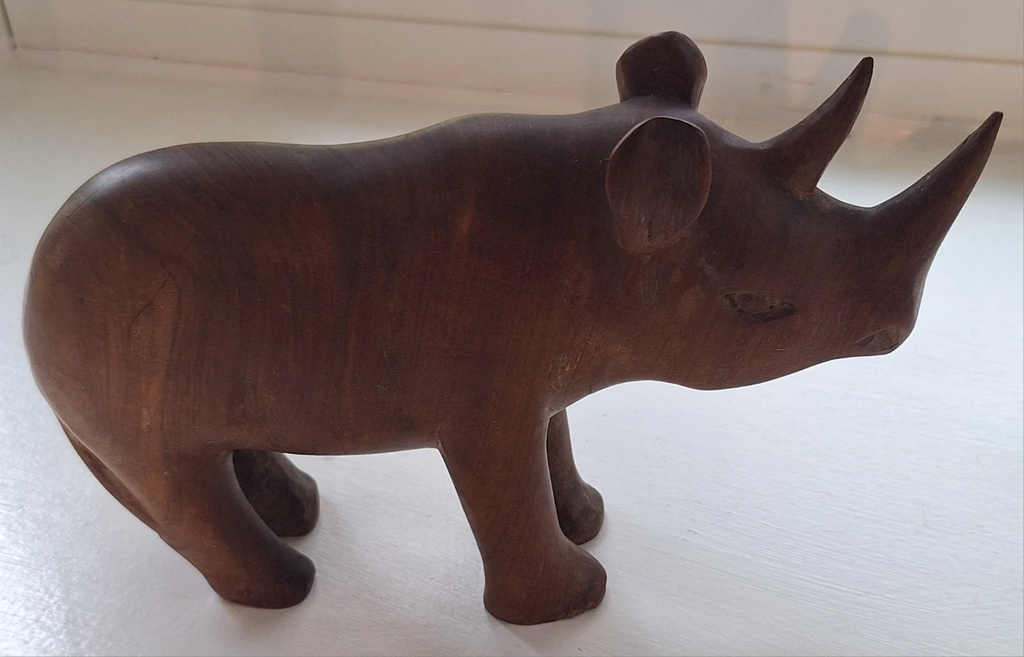 Handcarved African Wooden Rhinoceros Figurine - photo 2