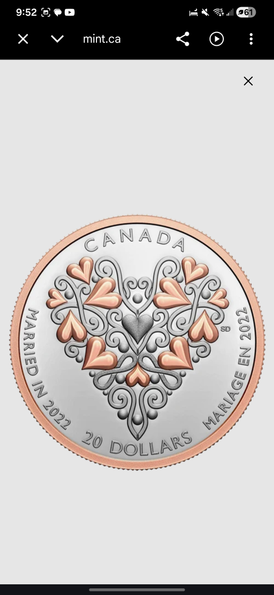 2022 Canada $20 Pure Silver Wedding Day Coin - photo 2
