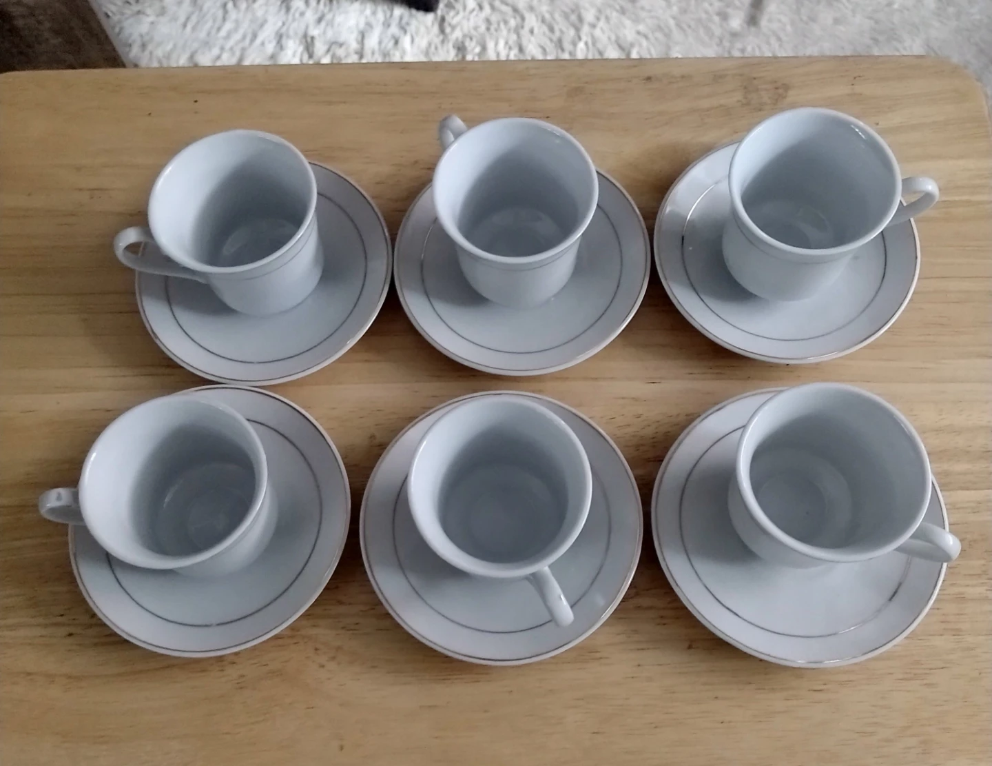 Set of 6 White Coffee Cups and Saucers - photo 2