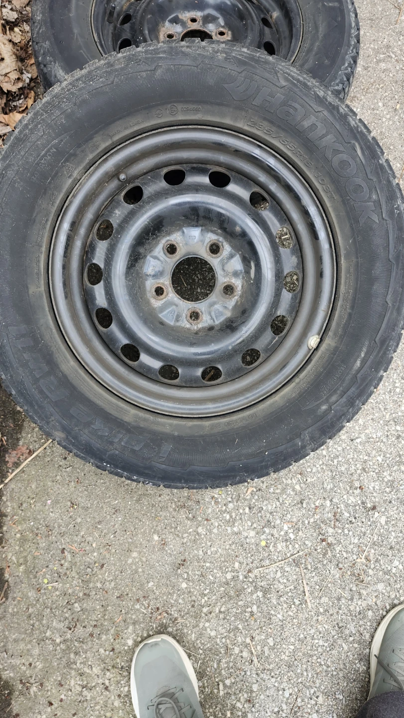 Set of 4 winter tires 235/65r16 on steel rims.