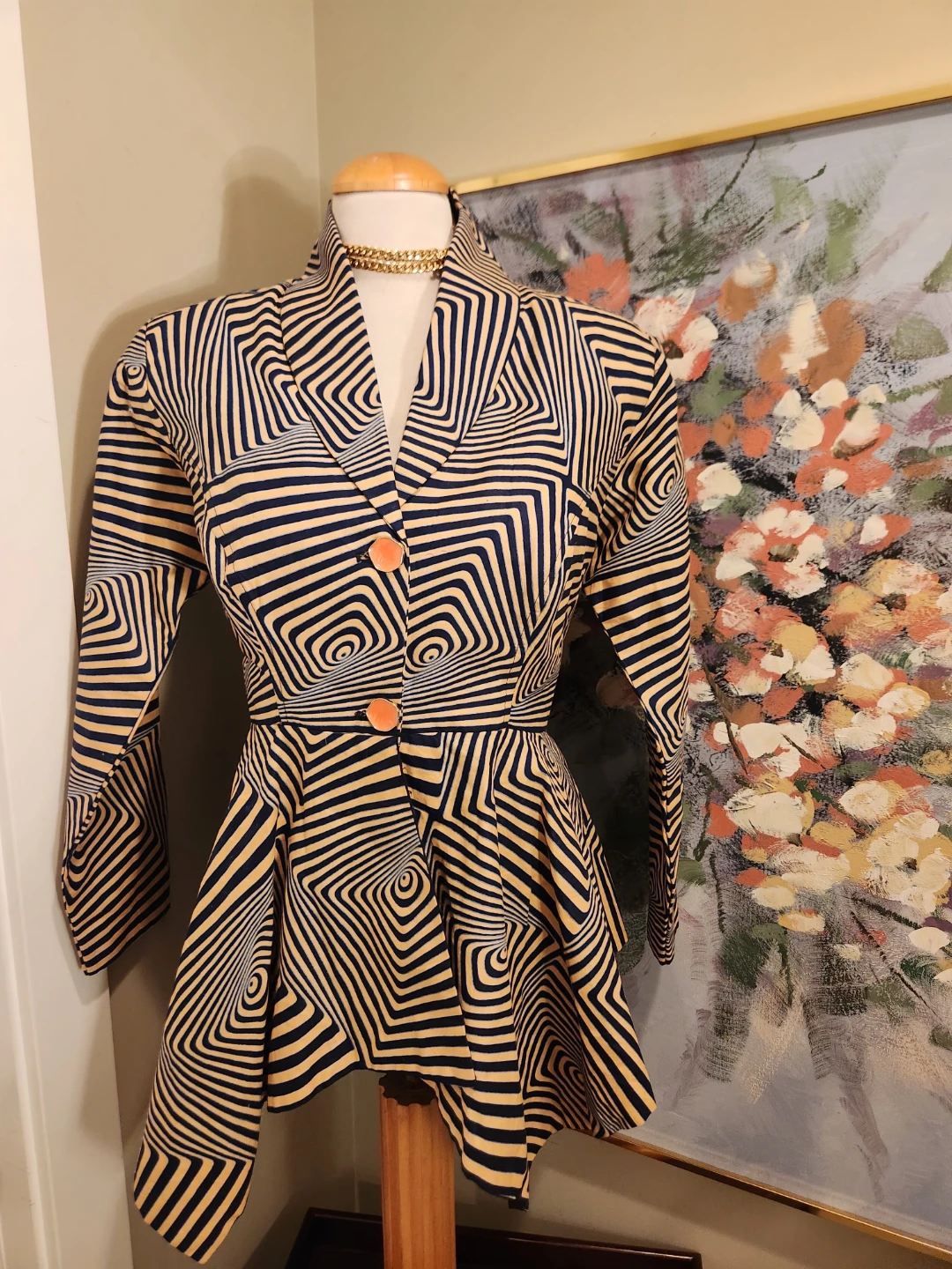 Women's Peplum Blazer Jacket Geometric Print - photo 5