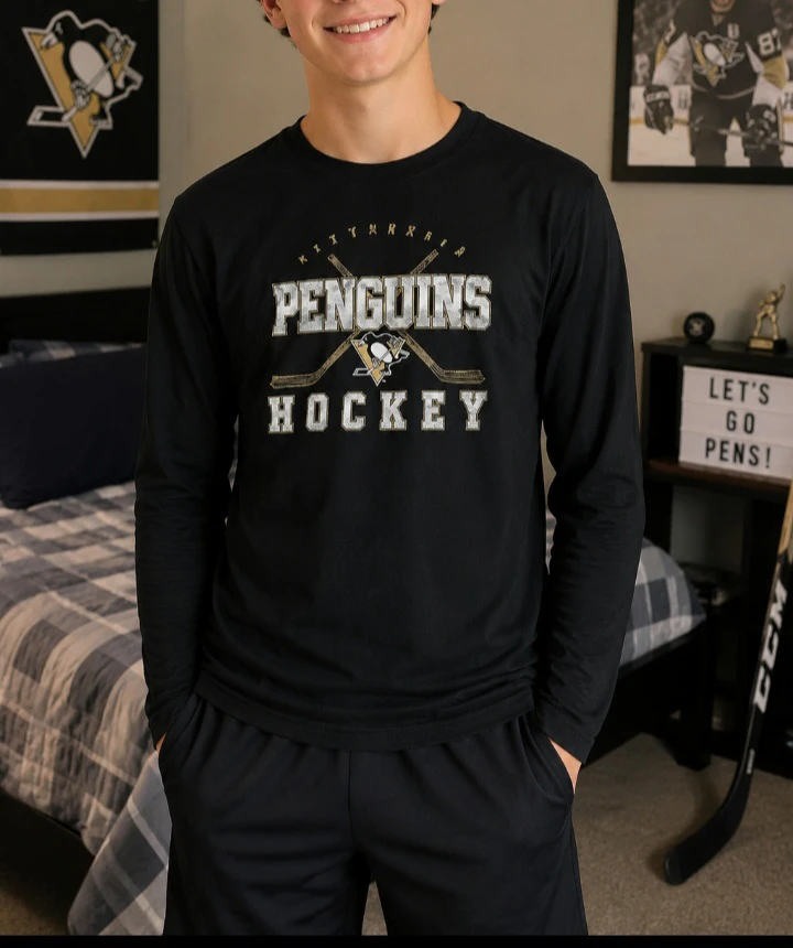 Pittsburgh Penguins Kids Hockey Long Sleeve Shirt Size L-G 14/16