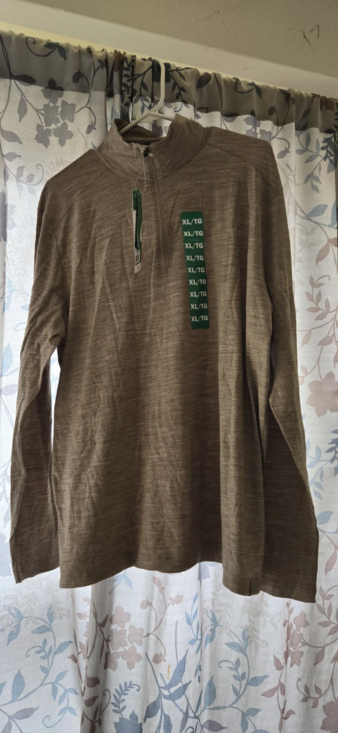 Brown 1/4 Zip Long Sleeve Shirt XL