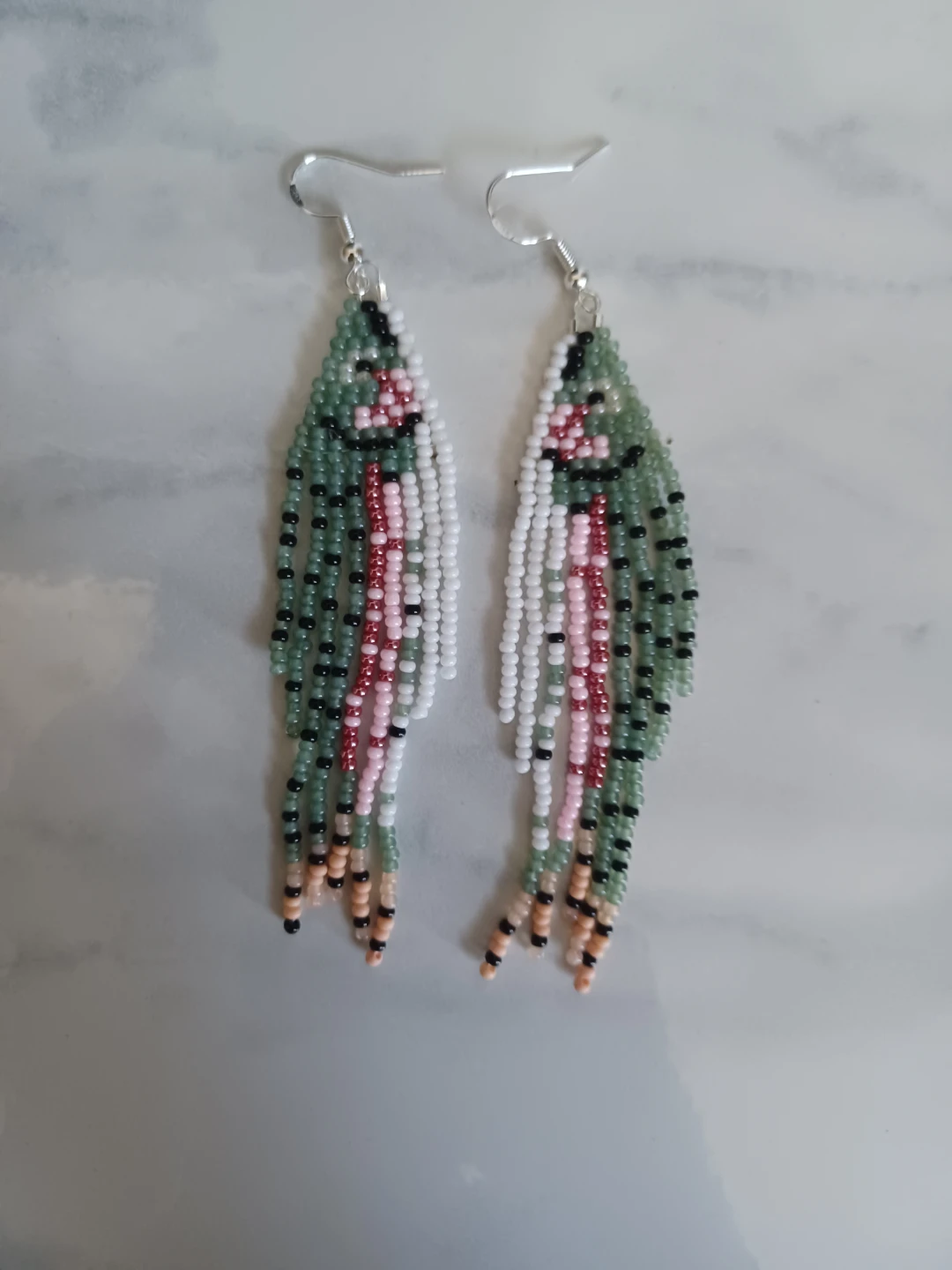Beaded Fish Dangle Beaded Earrings