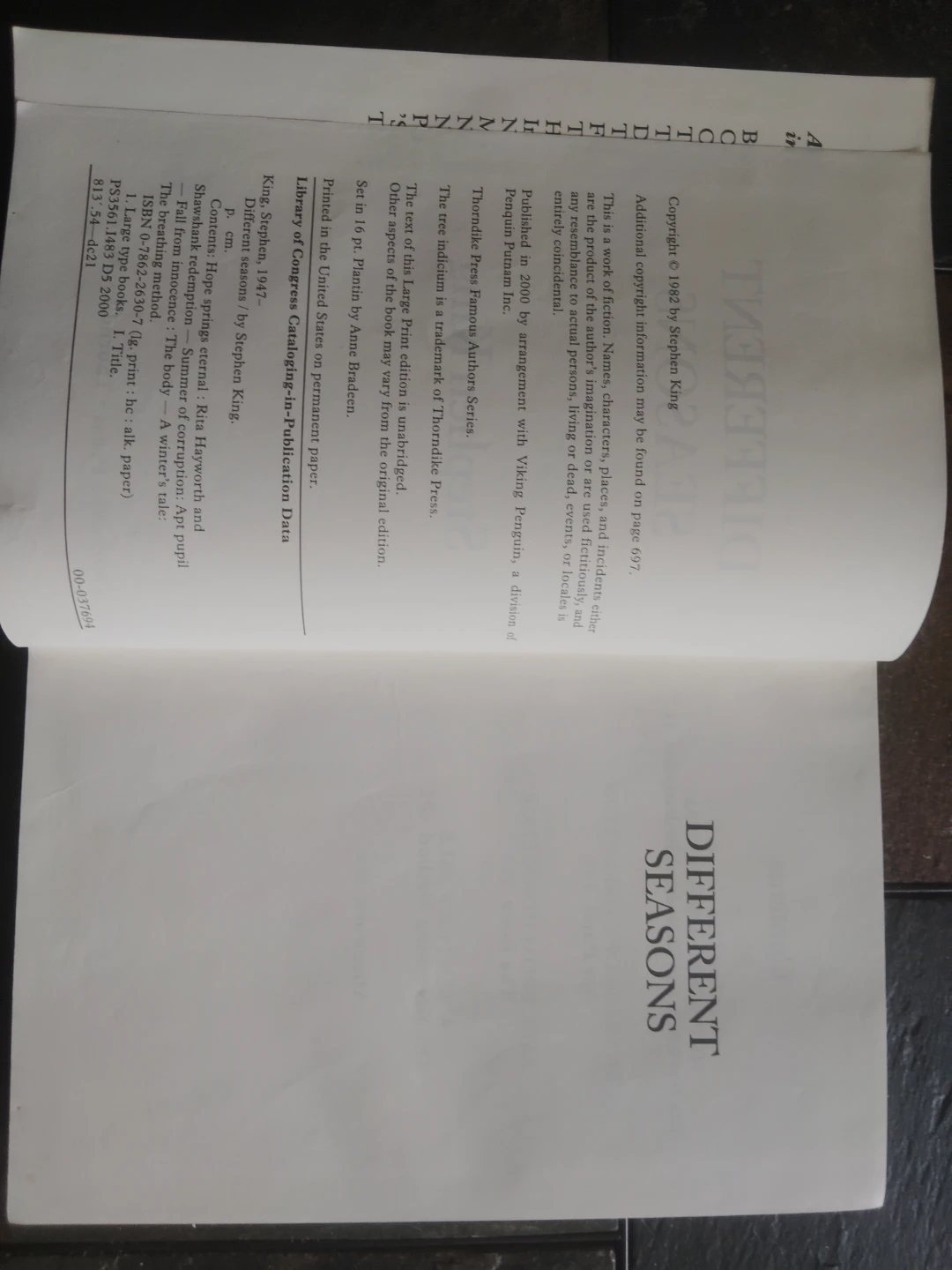 Stephen King Different Seasons First Edition Hardcover - photo 3