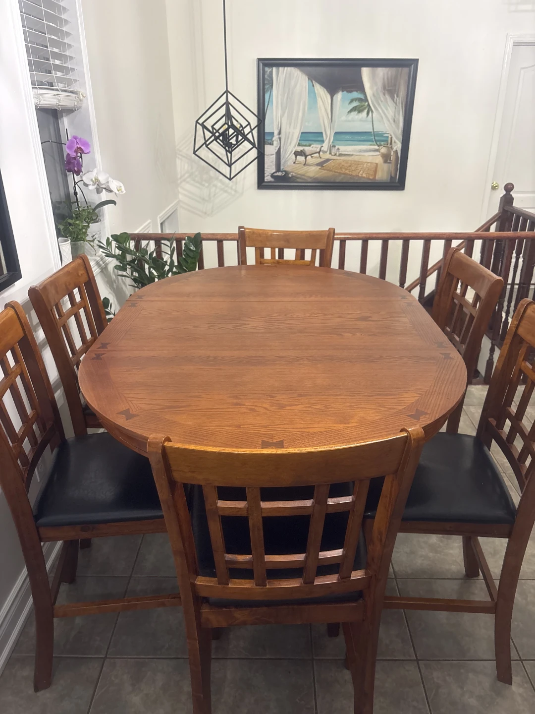 Oak Dining Table Set with 6 Chairs - photo 2