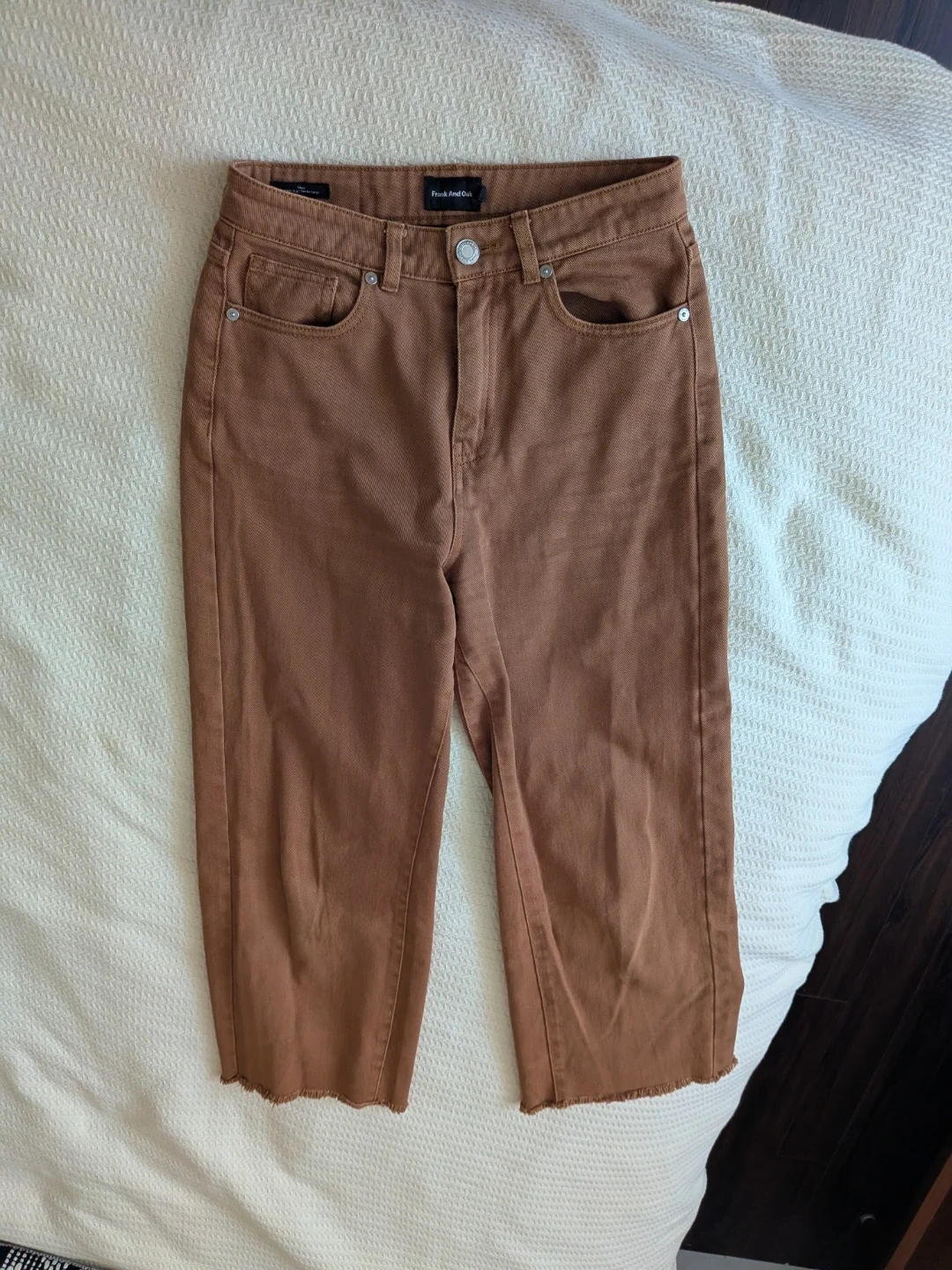 Frank And Oak Wide Leg Jeans - Brown/terra cotta