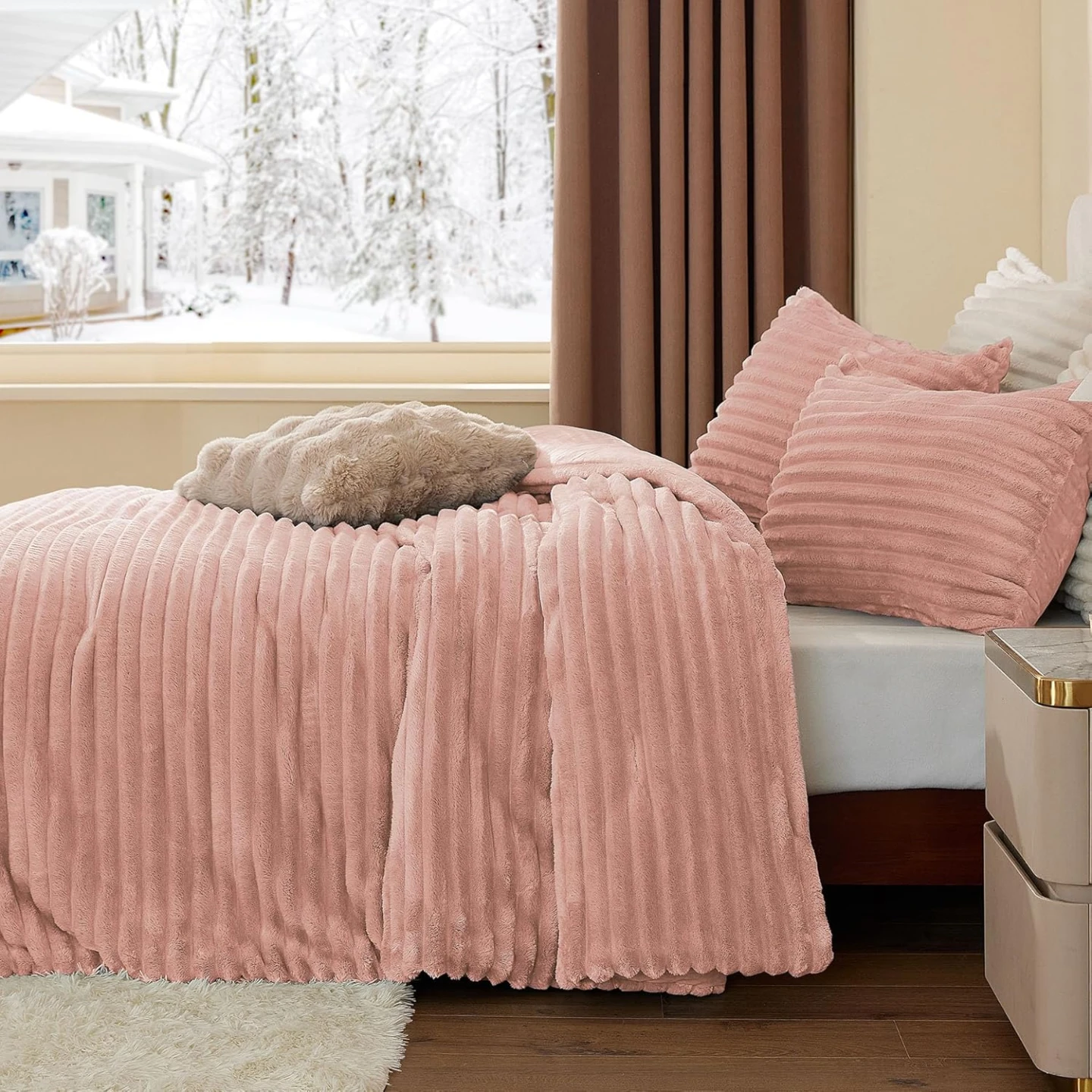 BEDELITE Fleece Queen Comforter Set-Dusty Pink -Super Soft - photo 5
