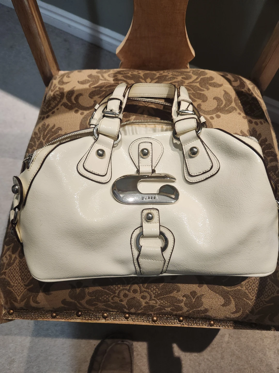 White Guess Satchel Handbag