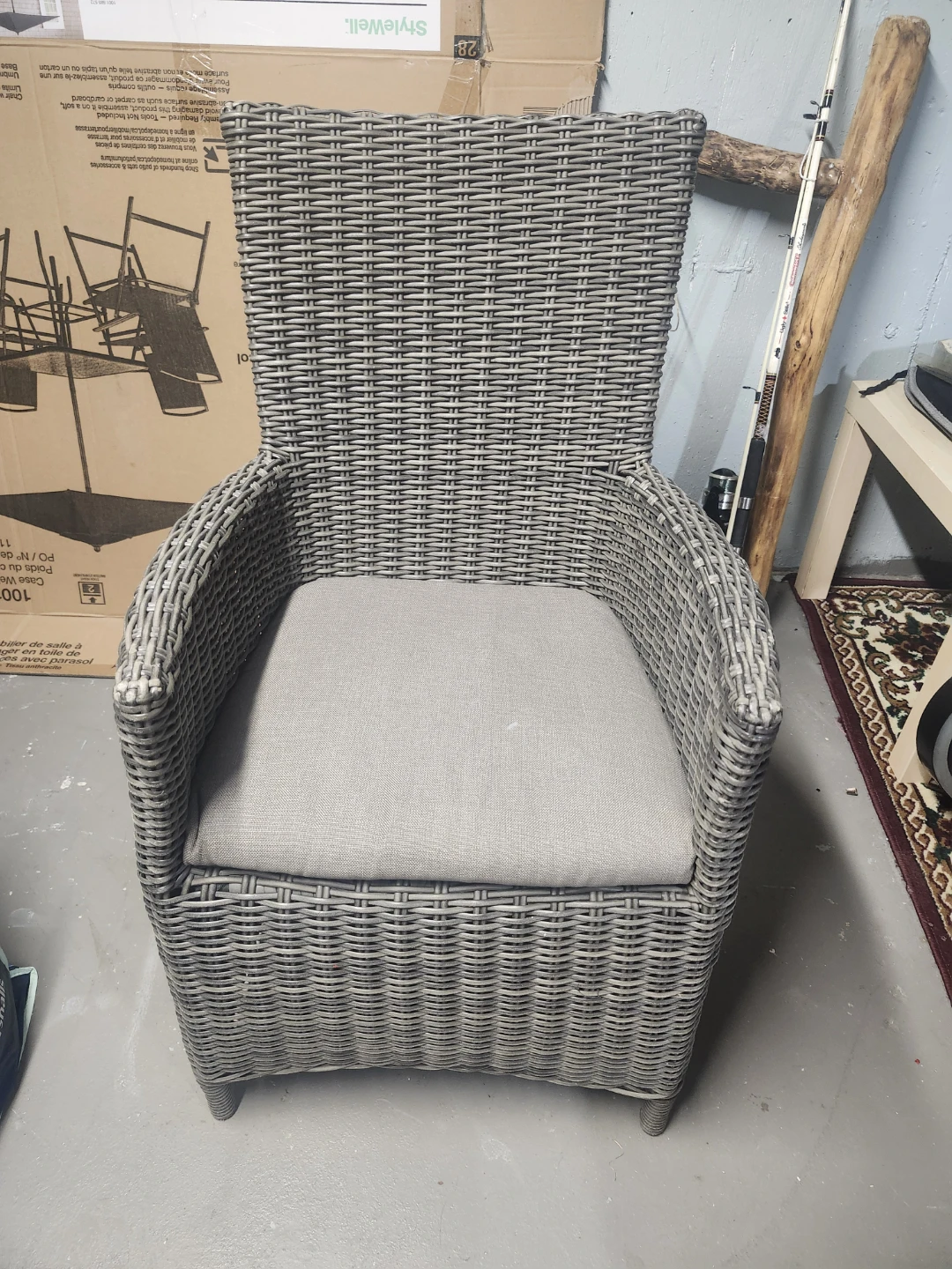 Canvas Wicker Patio Chair with Cushion