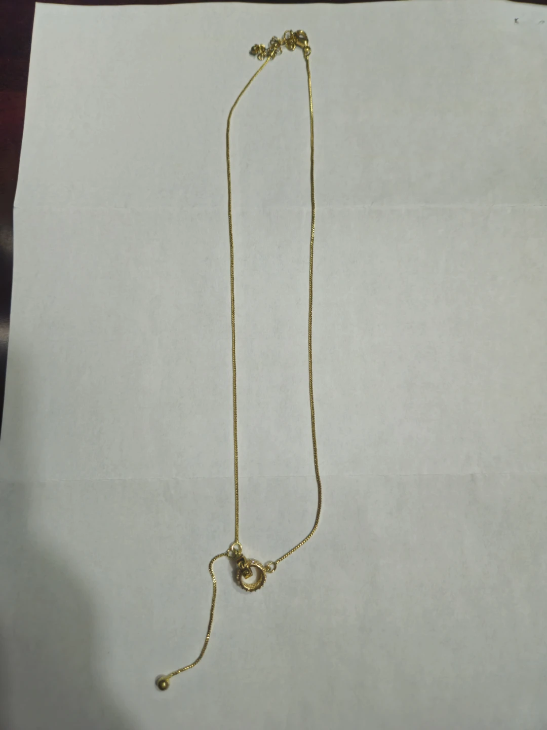 Golden Necklace with Jeweled Ring - photo 2