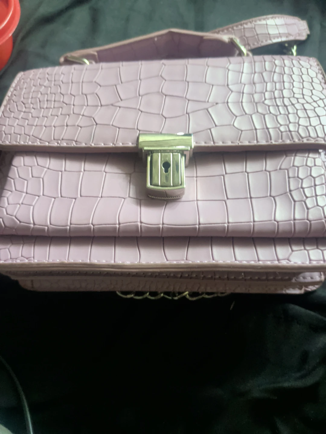 Purple Croc-Embossed Handbag