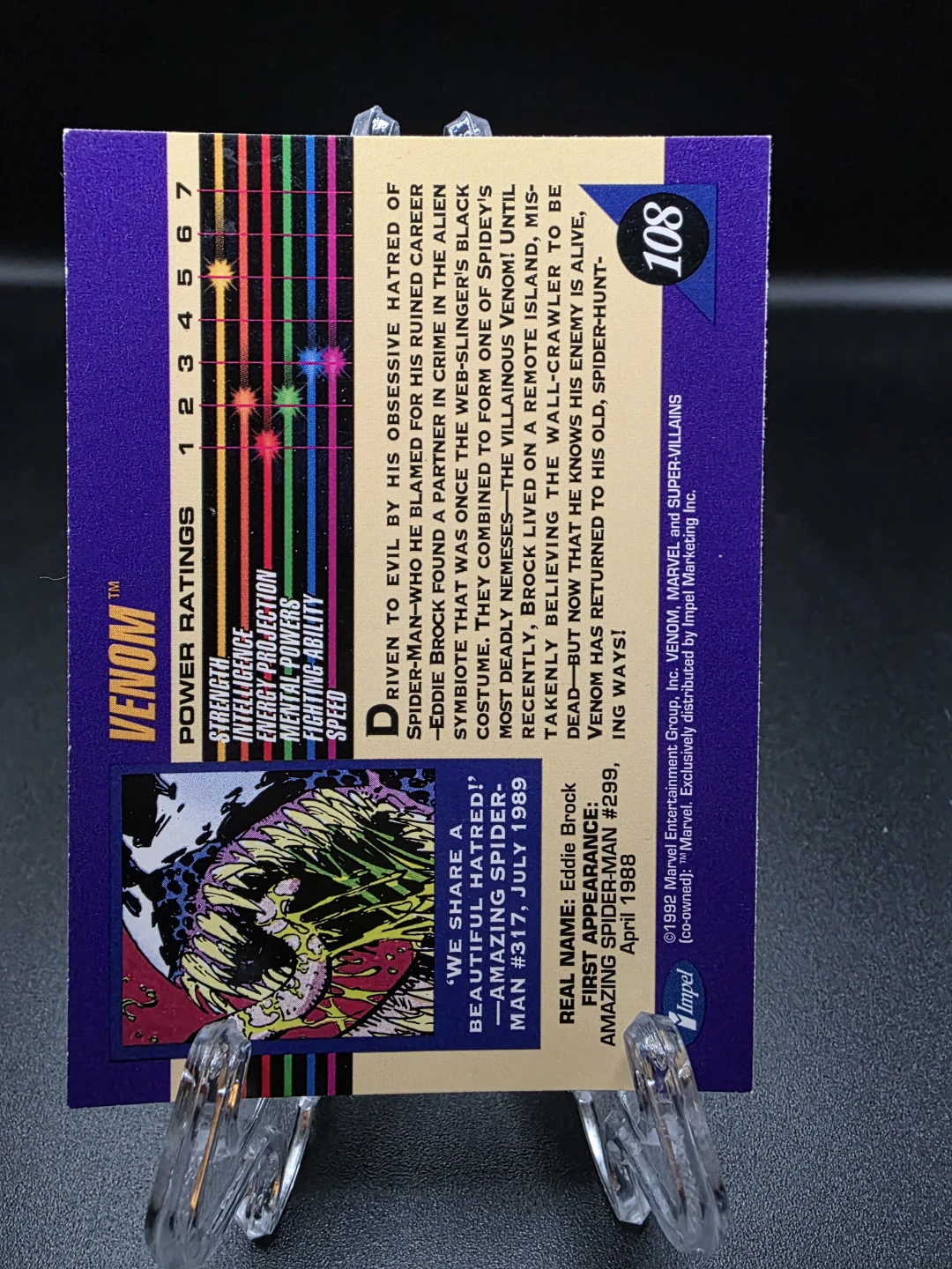 1992 Marvel Venom Super Villains Trading Card - photo 2