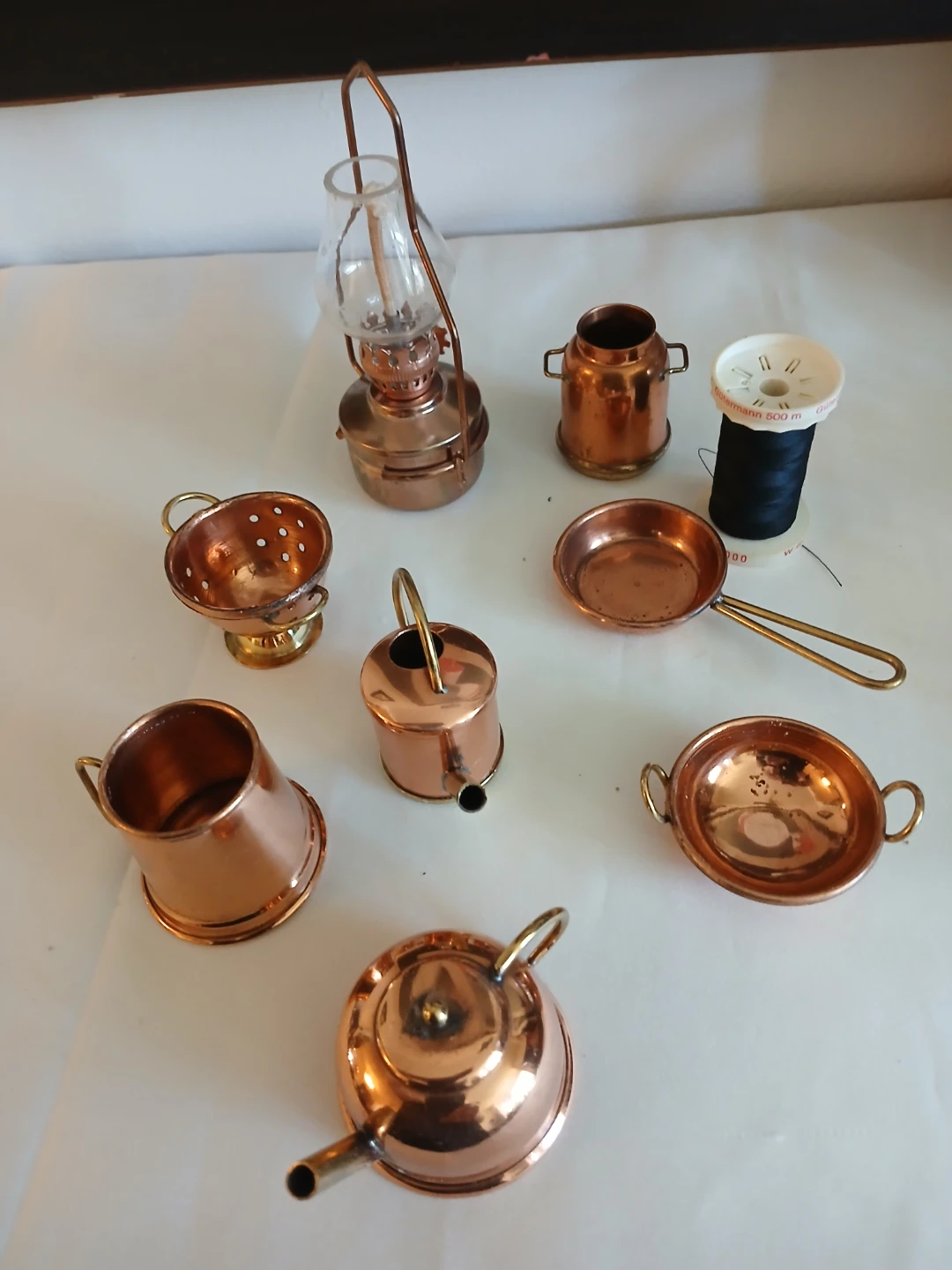 Miniature Copper Kitchenware and Accessories Set