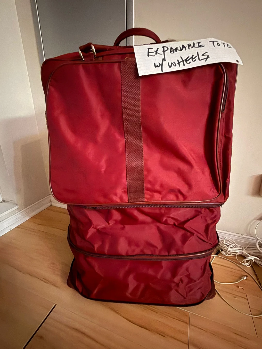 Red Expandable Tote Bag with Wheels - photo 2