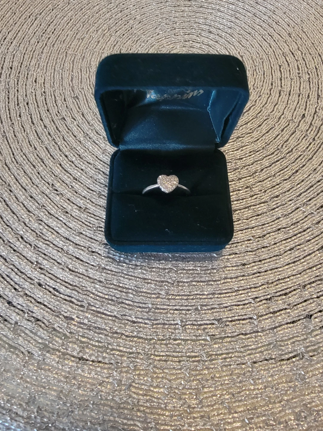 Heart Shaped Ring with Diamonds in Box
