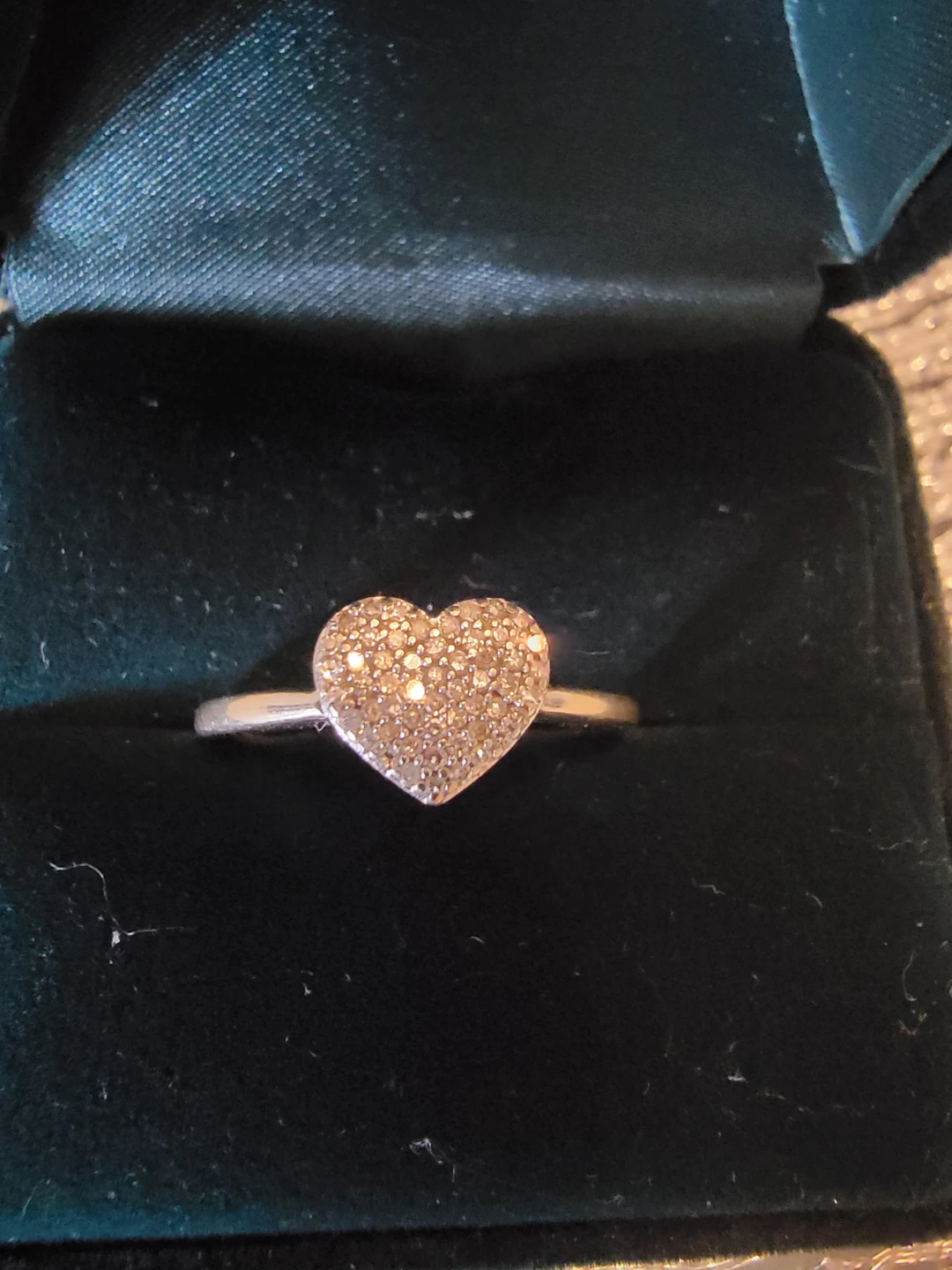 Heart Shaped Ring with Diamonds in Box - photo 2