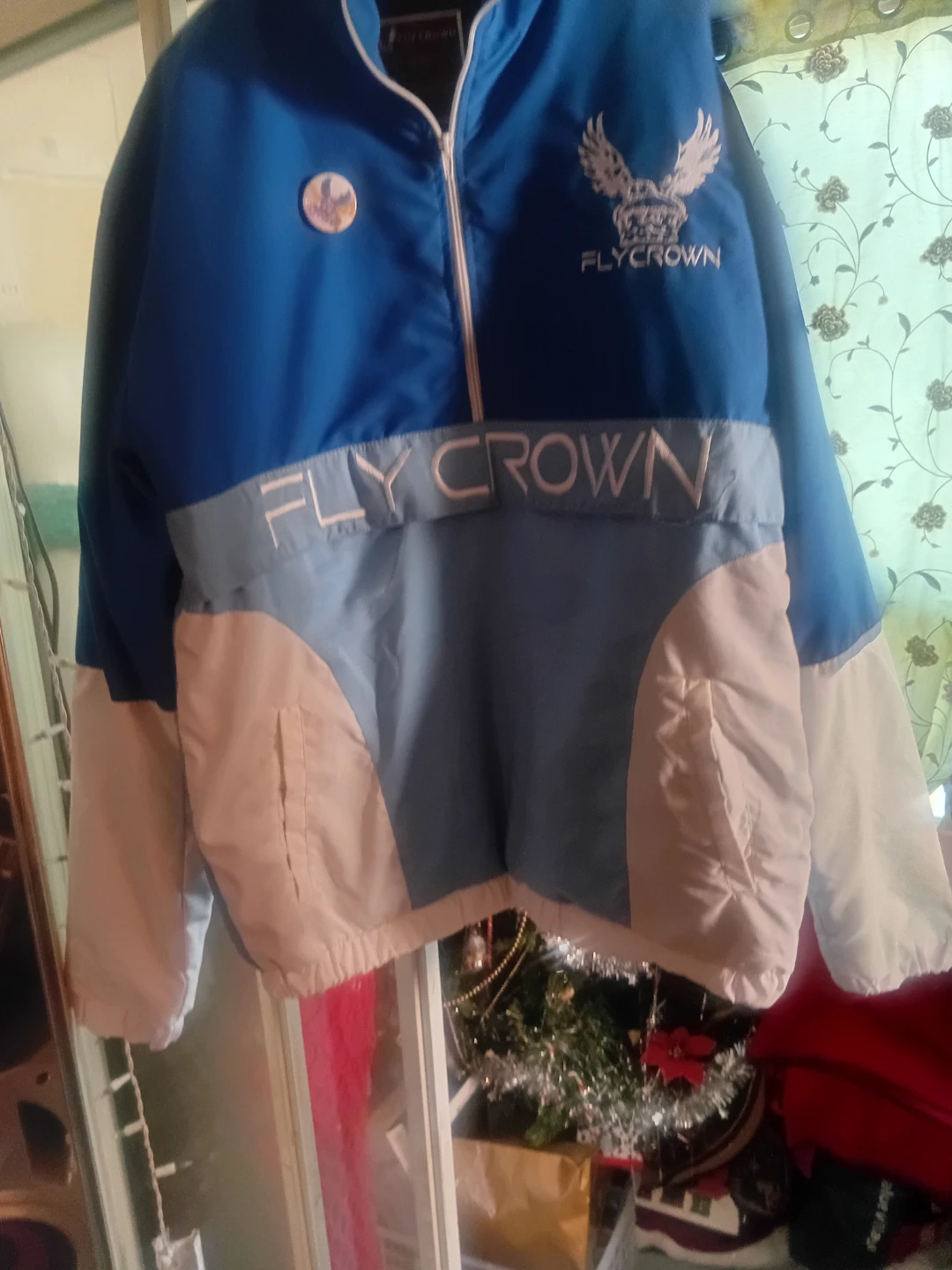 FLY CROWN Blue and White Anorak Jacket
