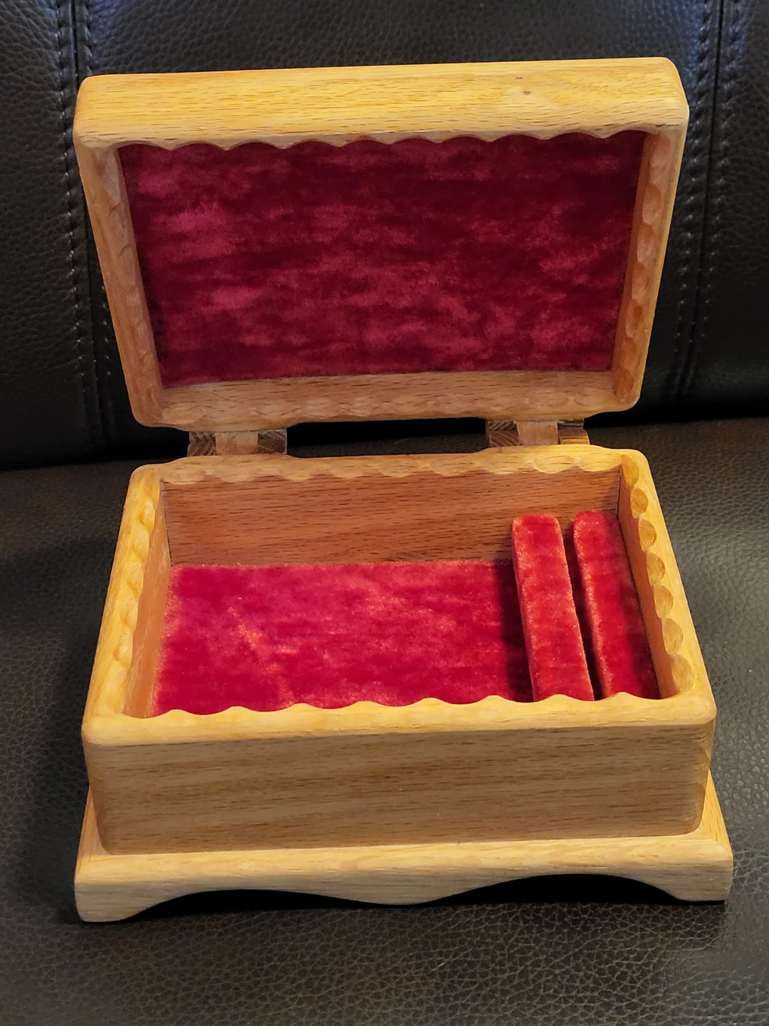Handcrafted Wooden Jewelery & Keepsafe Box - Red velvet Lined - photo 2