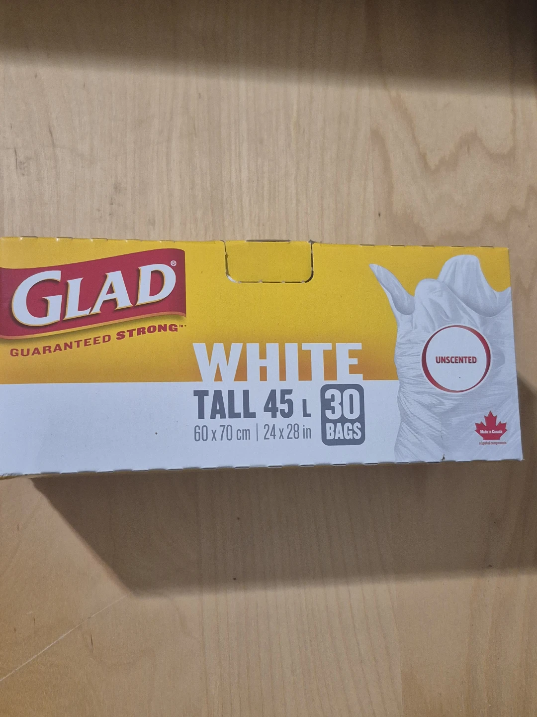 Glad Tall 45L White Unscented Trash Bags - 30 Count