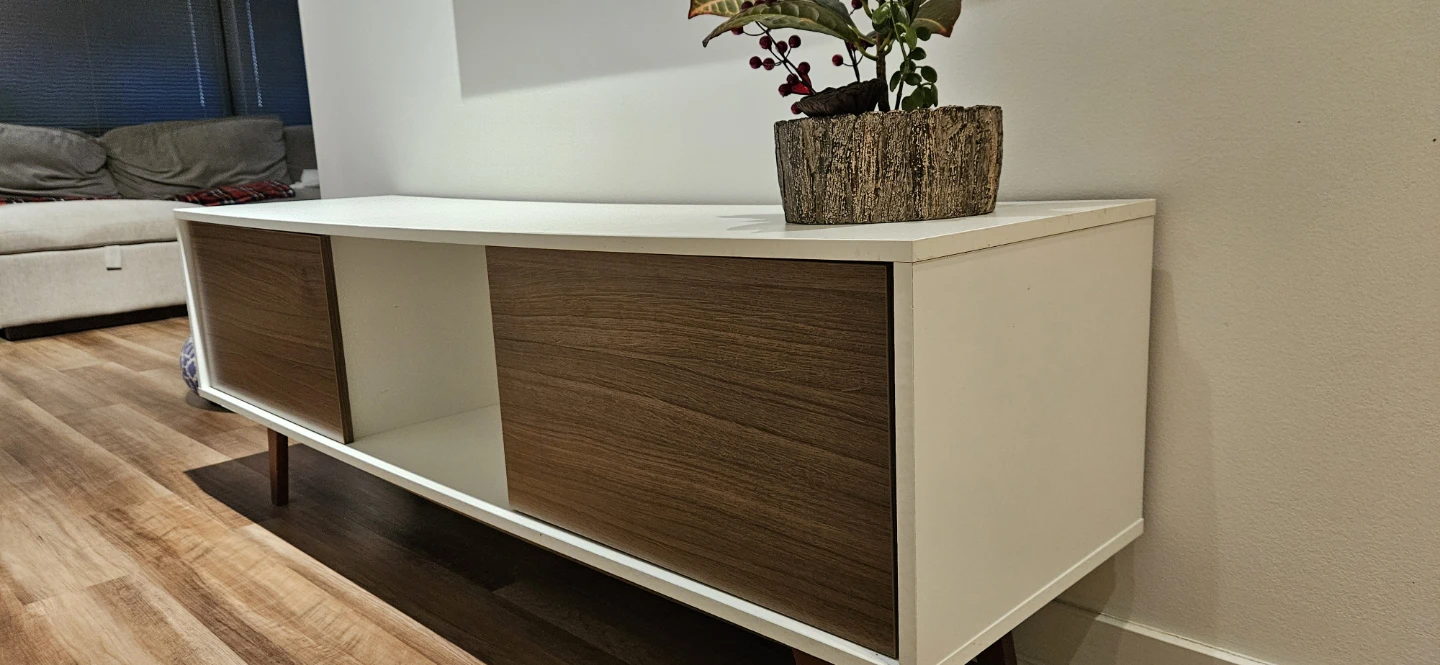 White and Walnut Media Console - photo 2
