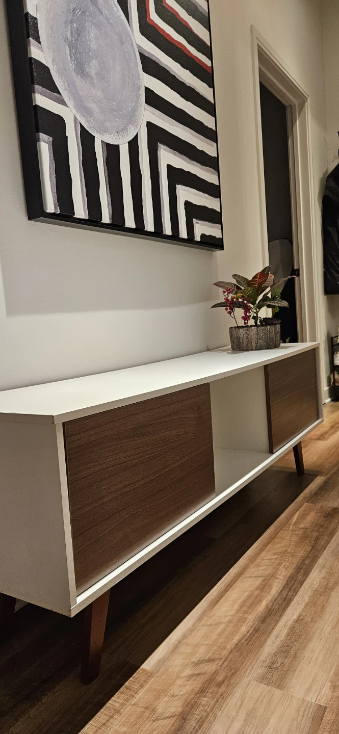 White and Walnut Media Console - photo 3