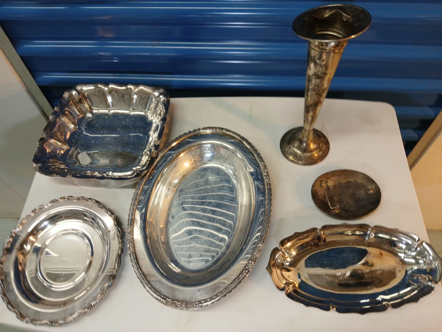 Silver Plated Serving Dishes and Vase - photo 4