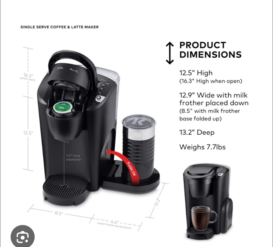 K-Latte Single Serve Coffee & Latte Maker with Milk Frother